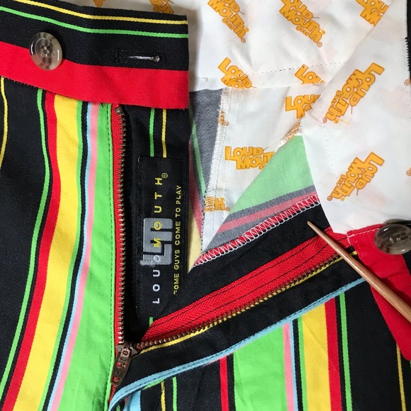 Loudmouth Golf Shorts Vertical Stripes Multicoloured Cotton Blend Men’s Waist 32 - Picture 4 of 9